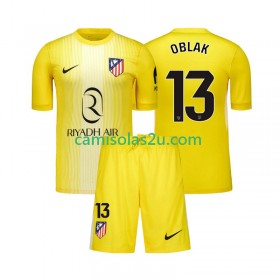 Camisolas de futebol Atlético Madrid Jan Oblak 13 Guarda Redes Criança Equipamento Principal 2025/26 Manga Curta